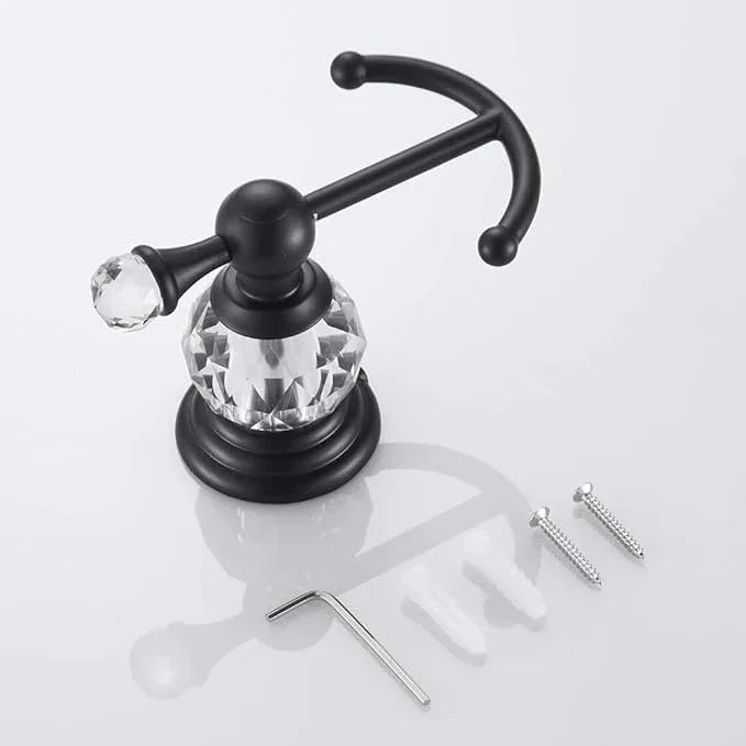 Crystal Black Towel Hook, Bathroom Robe Hook, Coat Rack Hanger Heavy Sturdy Double Towel Hooks Bath Farmhouse Clothes Hook Wall Mounted Modern for Bathroom Kitchen Washroom - ModernBath