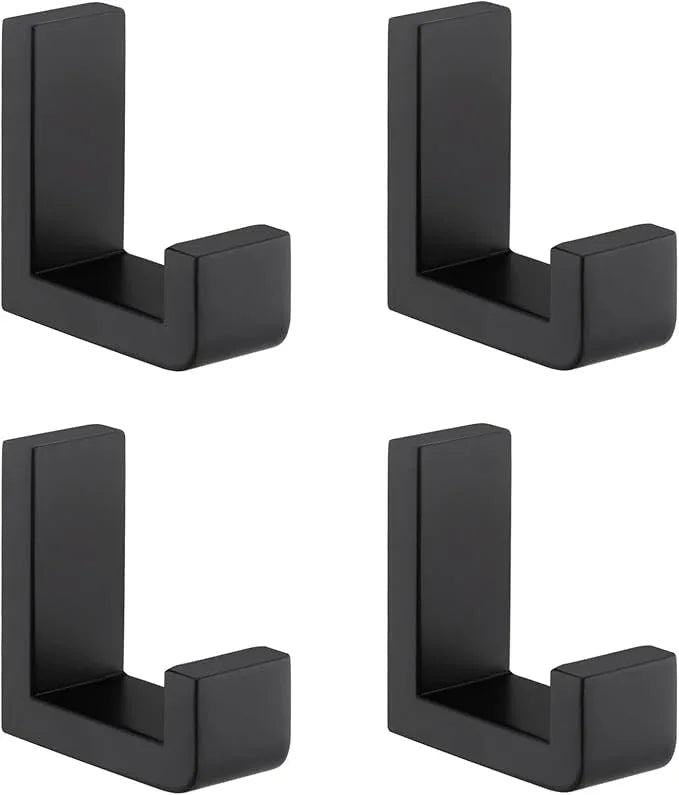 Angle Simple Bathroom Towel Hooks, SUS 304 Stainless Steel Robe Coat Holder Hanger Wall Mounted, Matte Black, 4 Pack - ModernBath