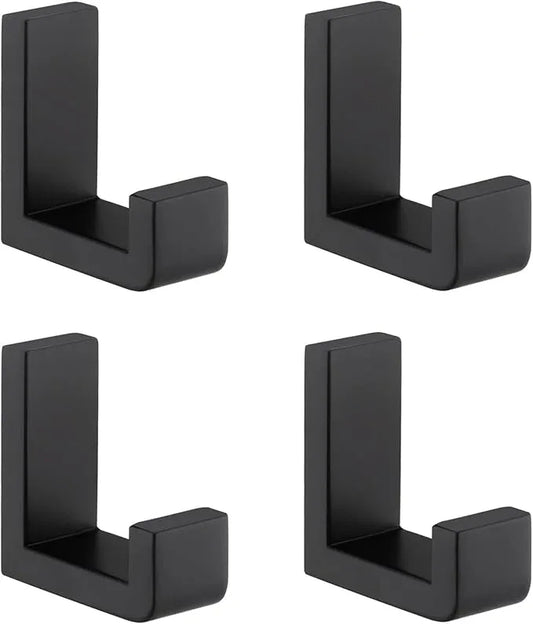 Angle Simple Bathroom Towel Hooks, SUS 304 Stainless Steel Robe Coat Holder Hanger Wall Mounted, Matte Black, 4 Pack - ModernBath