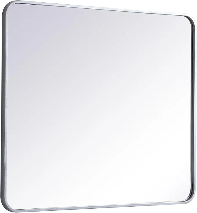 ARS Concepts Aura, Soft Corner Metal Rectangular Mirror 30X36 Inch in, Modern, Silver - ModernBath