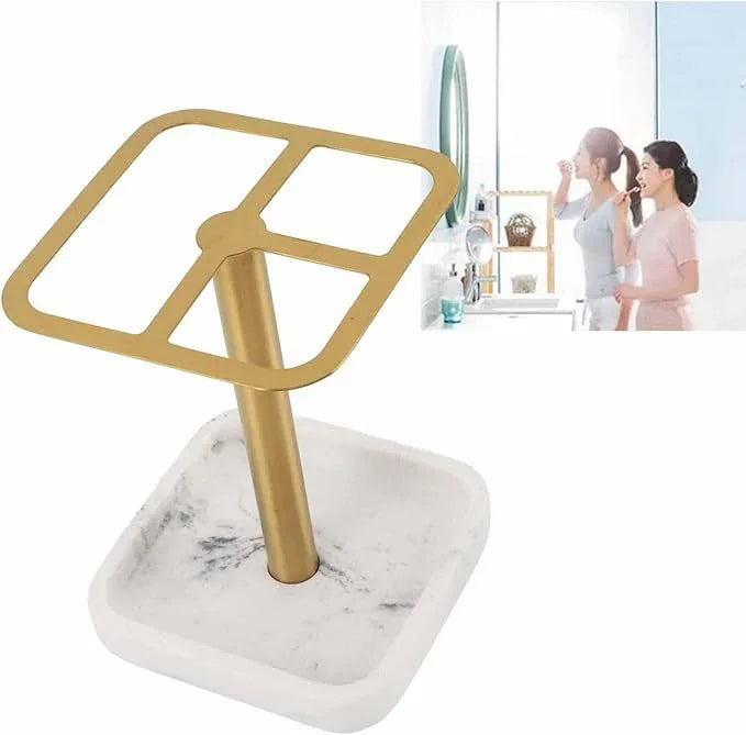 Fayelume Gold Toothbrush Holder, Stainless Steel Toothbrush Holder, Toothpaste Dispenser, 3 Slots, Space Saving, for Bathroom, Countertops - ModernBath