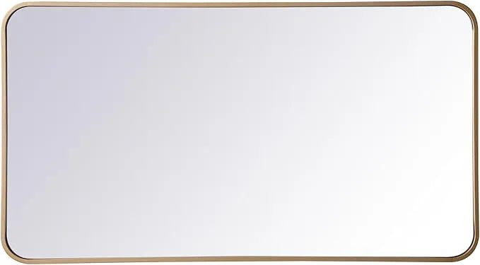 ARS Concepts Aura, Soft Corner Metal Rectangular Mirror 22X40 Inch in, Modern, Brass - ModernBath
