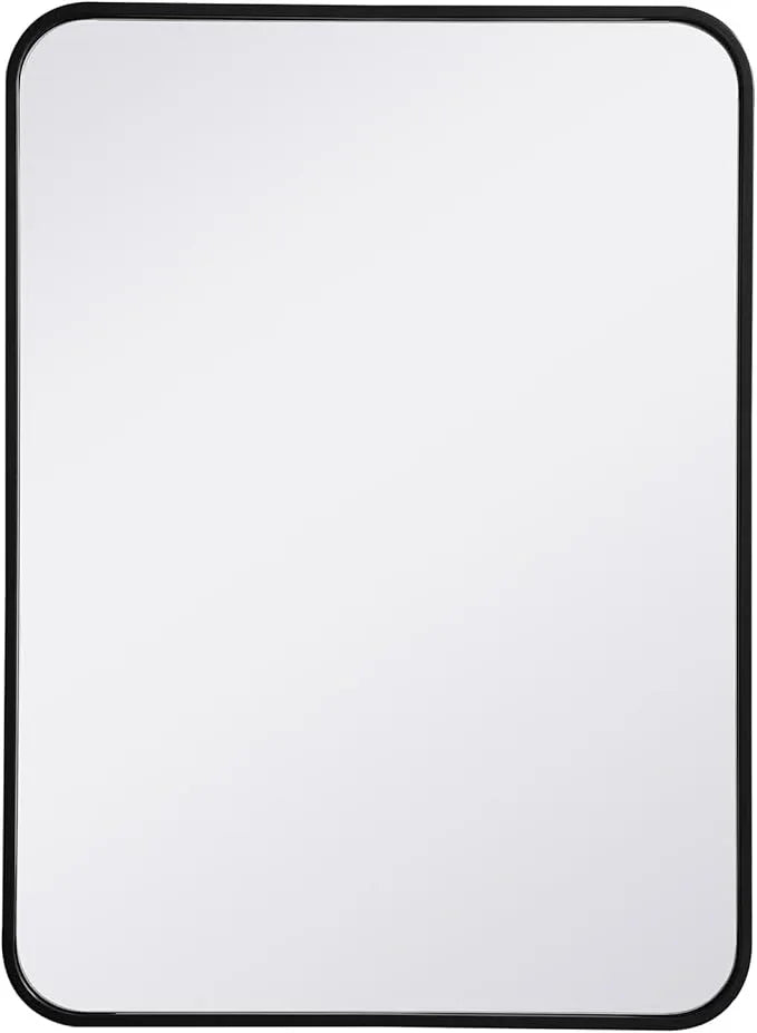 ARS Concepts Aura, Soft Corner Metal Rectangular Mirror 22X30 Inch in, Modern, Black - ModernBath