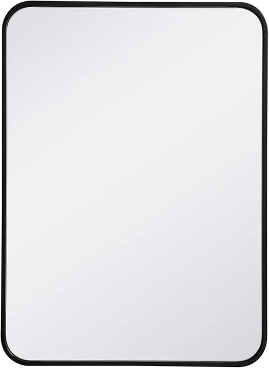 ARS Concepts Aura, Soft Corner Metal Rectangular Mirror 22X30 Inch in, Modern, Black - ModernBath