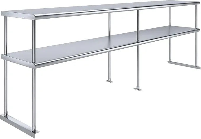 AmGood Double OverShelf Stainless Steel NSF - Many (96" Long x 18" Deep) - ModernBath