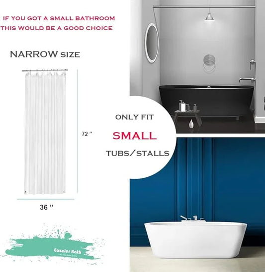 Eazzier Bath Small Clear Plastic Shower Curtain Liner, 36x72 Inch Thin Lightweight Transparent Plastic Bathroom Shower Showroom Inner Curtain with Rustproof Metal Grommet Holes, Weighted Magnets - ModernBath