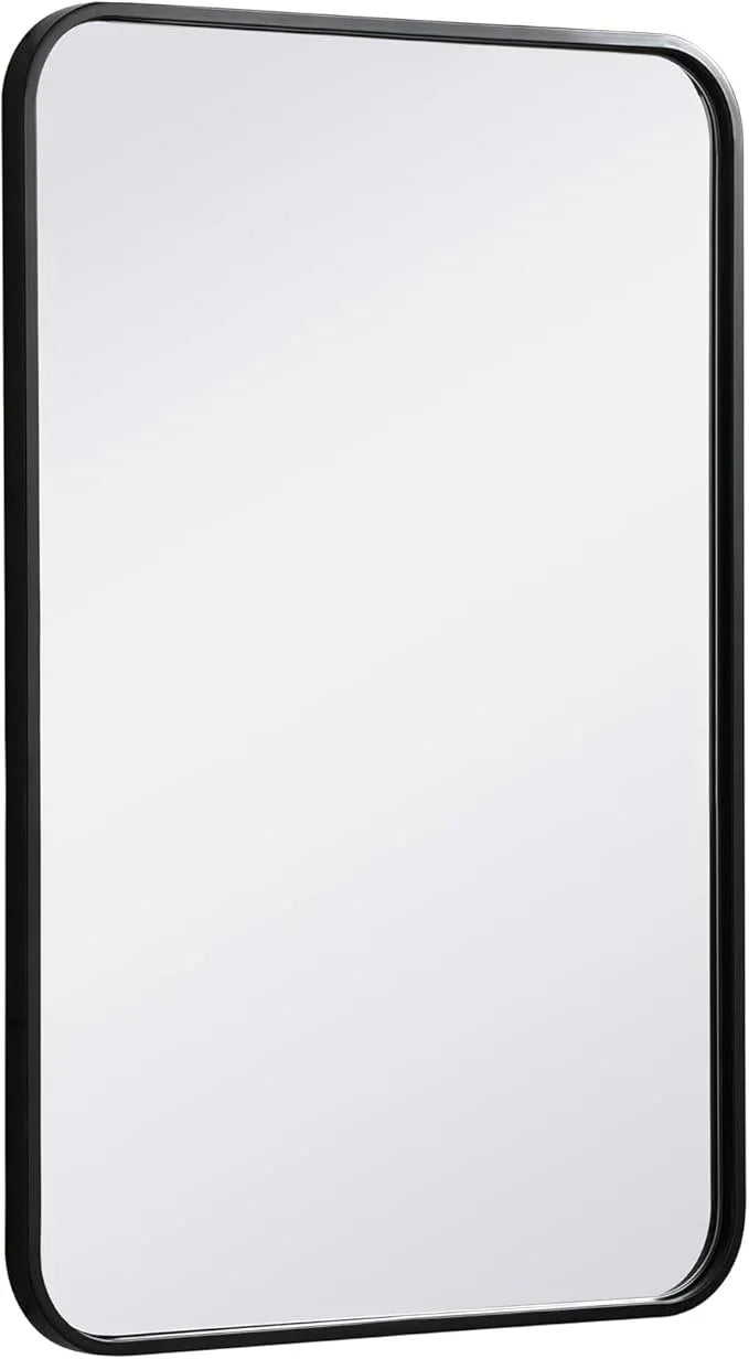 ARS Concepts Aura, Soft Corner Metal Rectangular Mirror 20X30 Inch in, Modern, Black - ModernBath