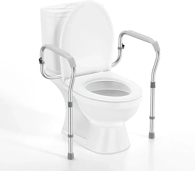 ZOLIQUEX Toilet Safety Rail for Seniors with 2 Reinforced Nuts, Height & Width Adjustable Toilet Safety Frame for Elderly, Handicap & Disabled Bathroom Assist Rail with Armrests 250 LB (Grey) - ModernBath