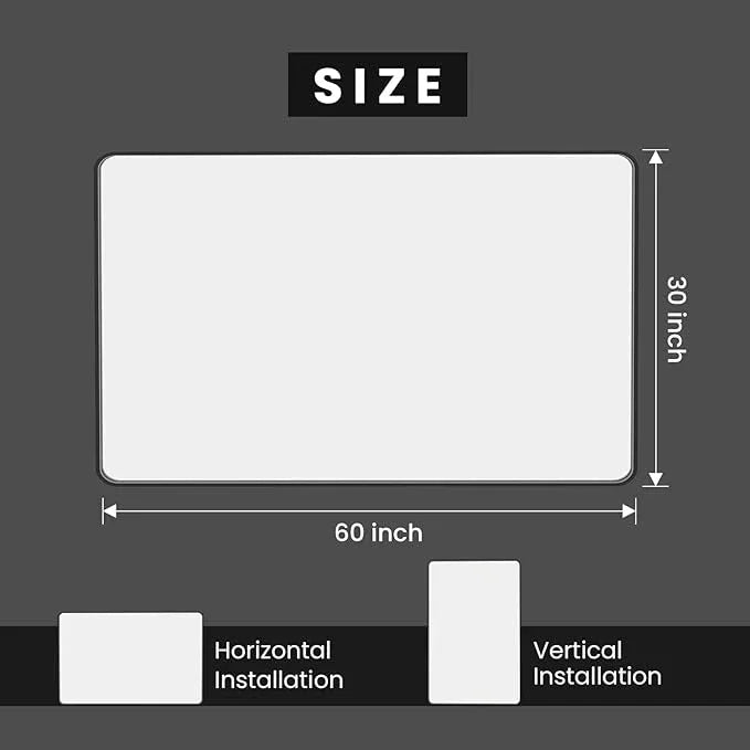 JISOSO Black Bathroom Mirror 60X30 Inch, Black Metal Framed Mirror for Wall, Rounded Rectangle Matte Bathroom Vanity Mirror with Tempered Glass, Anti-Rust, Horizontal/Vertical - ModernBath