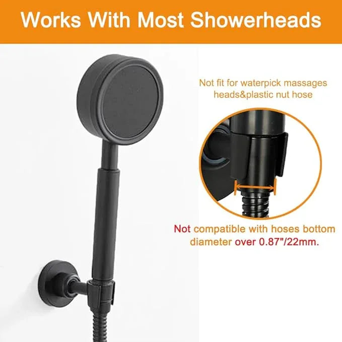 Shower Head Holder All Metal Handheld Shower Wand Bracket Adjustable Handheld Shower Head Holder Wall Mount Shower Wand Bracket Matte Black Finished - ModernBath