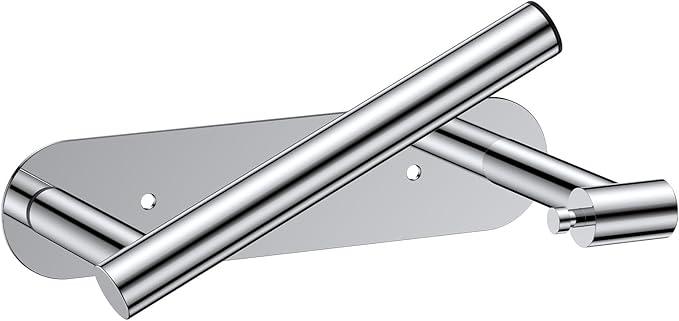FORIOUS Toilet Paper Holder, Adhesive or Screw Wall Mount Pivoting Tissue Roll Holder for Bathroom, Stainless Steel Rust Proof Self Adhesive Toilet Paper Roll Holder no Drilling, Polished Chrome - ModernBath