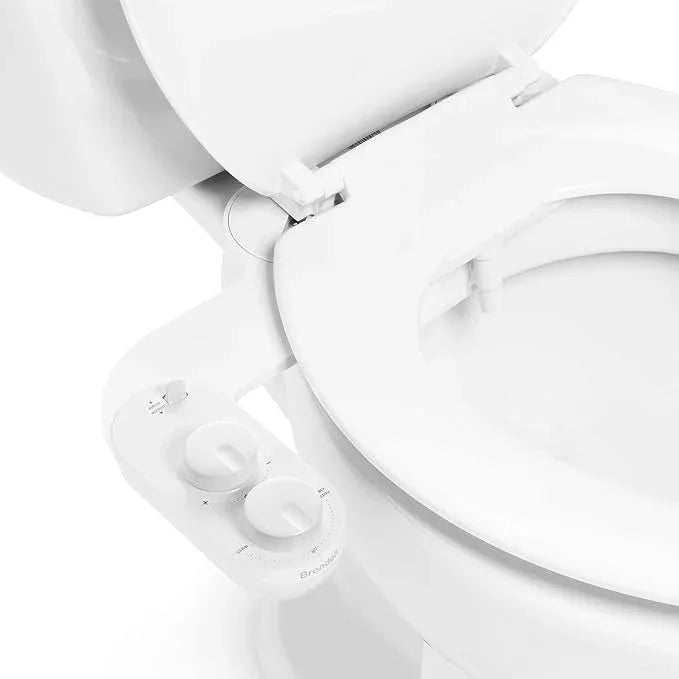 Brondell Fresh Spa Adjustable, Bidet Attachment FSA-25 for Toilet Seats with Adjustable Single Nozzle, Side Arm Control, Thin Profile, White (Dual Temperature) - ModernBath