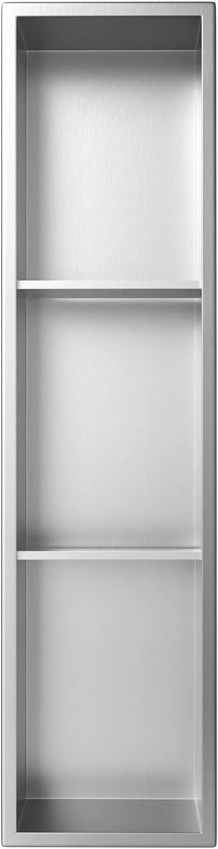 Stainless Steel Shower Niche 8"×36" with 3-Tier Shelves Brushed No Tiled Needed Niche Shower for Bathroom Wall Recessed Shower Shelf for Storage - ModernBath