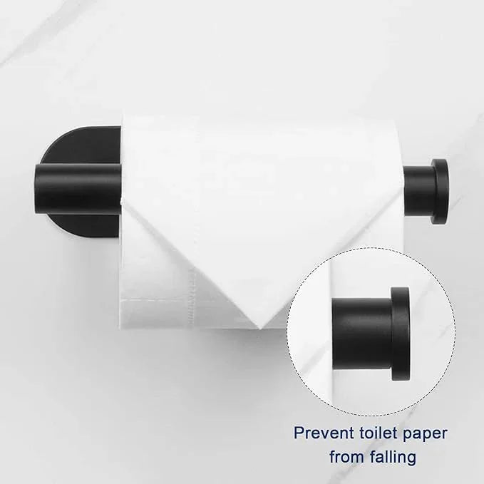 NearMoon Toilet Paper Holder Self Adhesive, Premium Thicken SUS304 Stainless Steel Rustproof Adhesive Toilet Roll Holder no Drilling for Bathroom, Kitchen, Washroom (4 Pack, Matte Black) - ModernBath