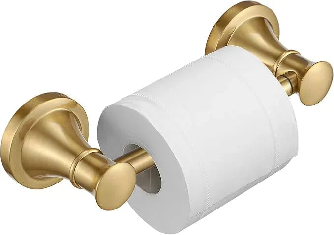 BESy Wall Mounted Toilet Paper Roll Holder Rustproof Tissue Paper Holder Bathroom Flexible Pivoting Tissue Handle Toilet Tissue Roll Holder, Brushed Gold, Stainless Steel - ModernBath