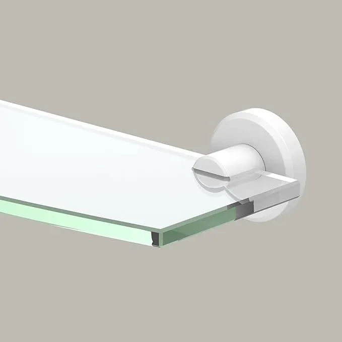Gatco 5486 Locke Glass Shelf, Matte White/Wall Mounted 20.13" X 5.38" Tempered/Floating Rectangle Glass Shelf for Bathroom - ModernBath