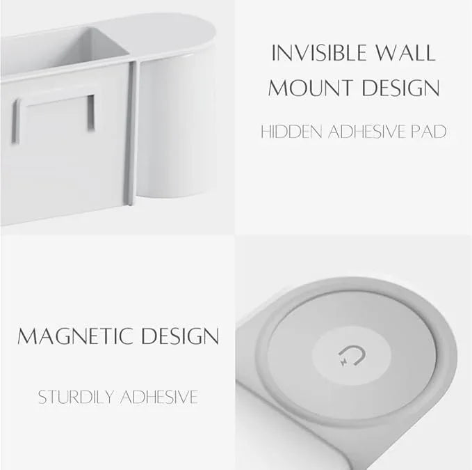 FLAUVEL Wall-Mounted Toothbrush and Toothpaste Holder - Self-Draining Design, Easy Installation, Space-Saving, White (Double - Two Magnetic Cups) - ModernBath