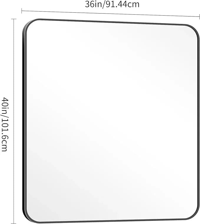 DESBING 40" x 36"Bathroom Mirror, Matte Black Wall Mirror with Metal Frame, Decorative Rectangular Vanity Mirror for Bedroom Bathroom Living Room Entryway (Horizontal/Vertical) - ModernBath