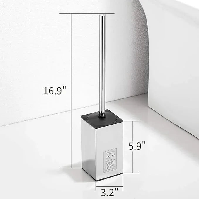 Freestanding Toilet Brush Holder for bathrooms 304 Stainless Steel Toilet Brush Stand Square Storage and Organization Rust Resistant 17-inch high Polished Chrome Finished - ModernBath