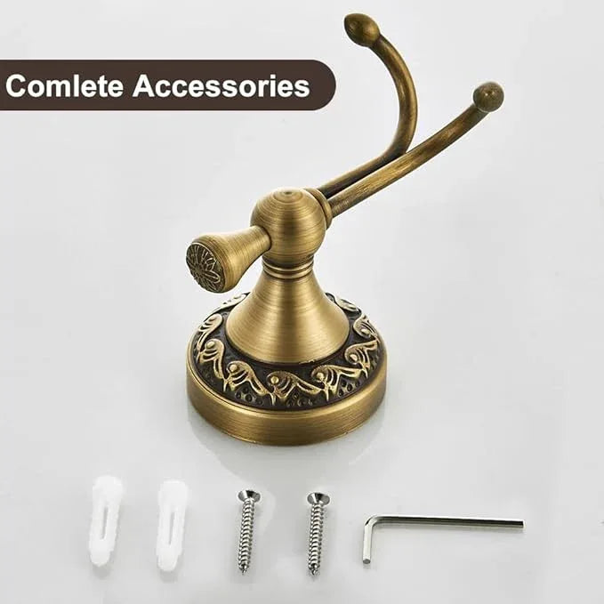 Brass Towel Hook, Antique Brass Bathroom Robe Hooks, Double Rustic Towel Hooks Bath Farmhouse Coat Clothes Hook Wall Mounted for Bathroom Kitchen Washroom Bedroom - ModernBath