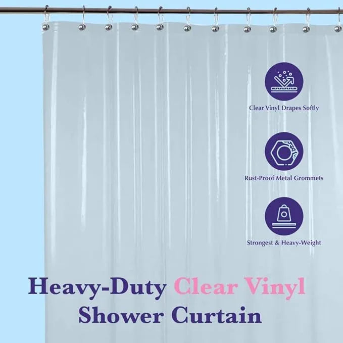 Epica Shower Curtain – Strongest Heavy-Duty Clear Vinyl 72x72 Shower Curtain Liner – Stain & Soap Scum Resistant with Rust-Proof Metal Grommets (Frosted) - ModernBath