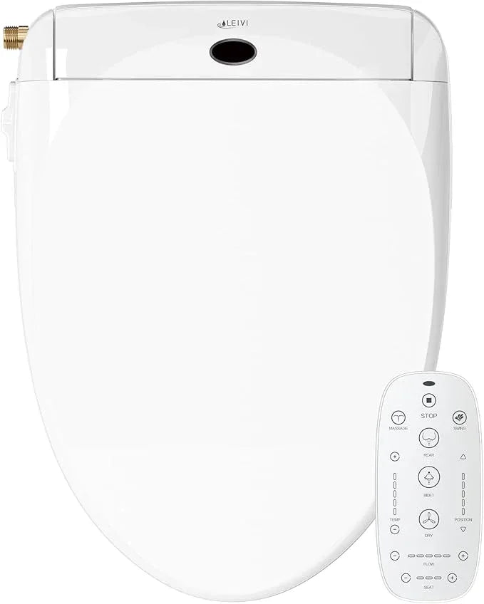 LEIVI Electric Bidet Toilet Seat with Wireless Remote and Side Panel, Multiple Spray Modes, Adjustable Heated Seat, Warm Water and Air Dryer, Auto LED Nightlight, Elongated - ModernBath