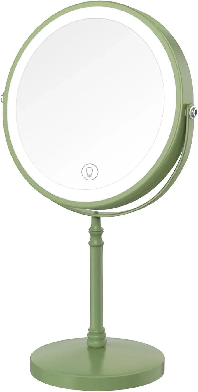 Lighted Makeup Mirror, 3000 mAh Rechargeable Double Sided Magnifying Vanity Mirror with 3 Colors, 1x/10x, 360° Rotation , Brightness Adjustable Magnification Cosmetic Light up Mirror, Women Gift - ModernBath