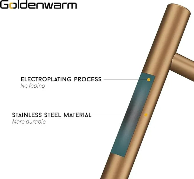 goldenwarm 15 Pack Champagne Bronze Cabinet Pulls Gold Cabinet Handles 3-3/4 inch(96mm) Champagne Drawer Handles Brushed Bronze Drawer Pulls Kitchen Bathroom Bedroom Dresser Furniture Hardware - ModernBath