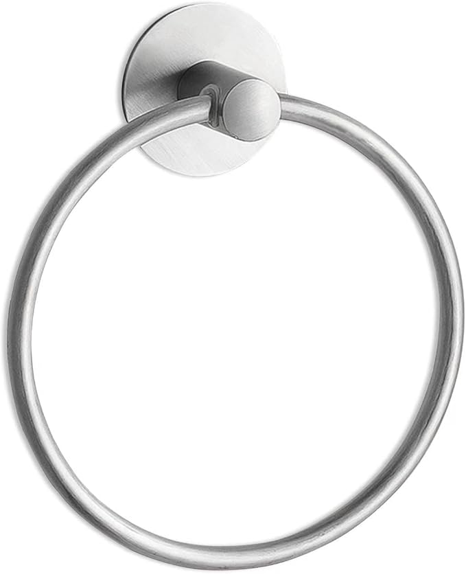 Besteffie Adhesive Towel Ring Wall Mount Hand Towel Ring Self Adhesive Towel Hanger Premium SUS304 Stainless Steel Rustproof Brushed Nickel, Kitchen, Bathroom Hand Towel Holder