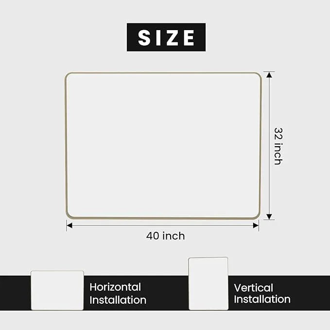 JISOSO Bronze Bathroom Mirror 40x32 Inch, Brushed Bronze Metal Frame Mirror for Wall, Rounded Rectangle Bathroom Vanity Mirror with Tempered Glass, Anti-Rust, Horizontal/Vertical - ModernBath