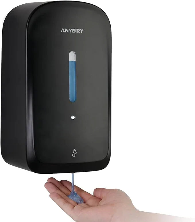 anydry Commercial Automatic Soap Dispenser Large 34oz/1000ml Capacity Wall-Mounted Touchless Liquid Dispenser for High-Traffic Restrooms, Offices, Hospitals Model AD1220S Black - ModernBath