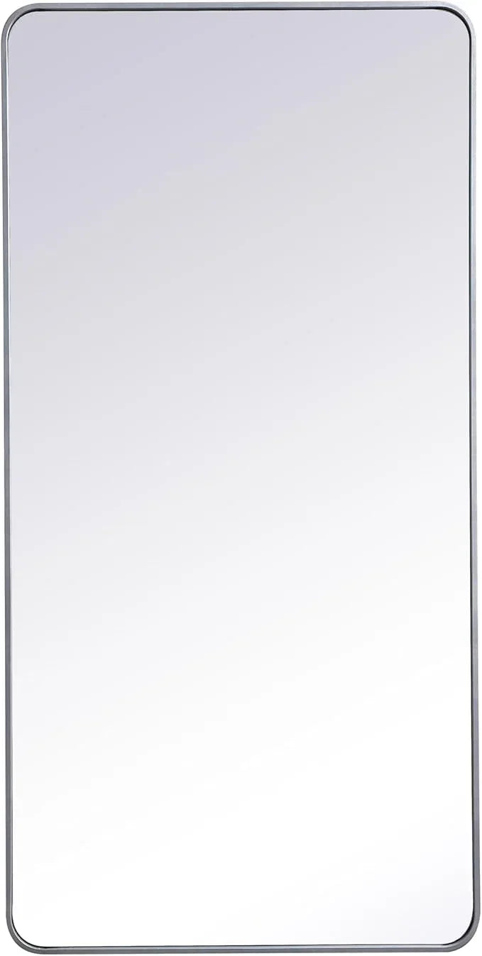 ARS Concepts Aura, Soft Corner Metal Rectangular Mirror 30X60 Inch in, Modern, Silver - ModernBath