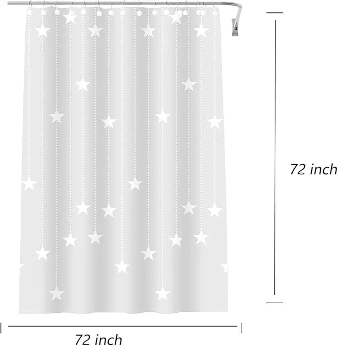 LQFMEHOT Peva Shower Curtain Liner,White Pentagram 5G Shower Liners with 12 Rustproof Metal Grommets and Weighted Magnets, Waterproof Duty Shower Curtains for Shower Bathroom 72 x 72 - ModernBath