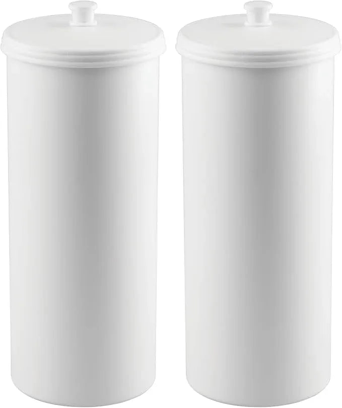 iDesign Freestanding Bathroom Toilet Paper Storage Holder with Lid for 3 Extra Rolls, 2-Pack, White - ModernBath