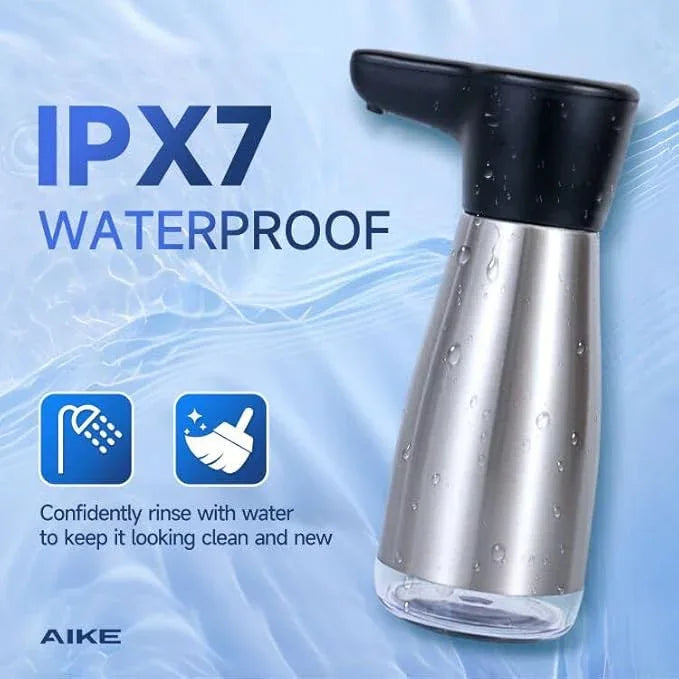 AIKE Magnetic Charging Waterproof Automatic Soap Dispenser for Liquid Soap Spot Resist Stainless Finish 14fl.oz. Model AK1337 - ModernBath