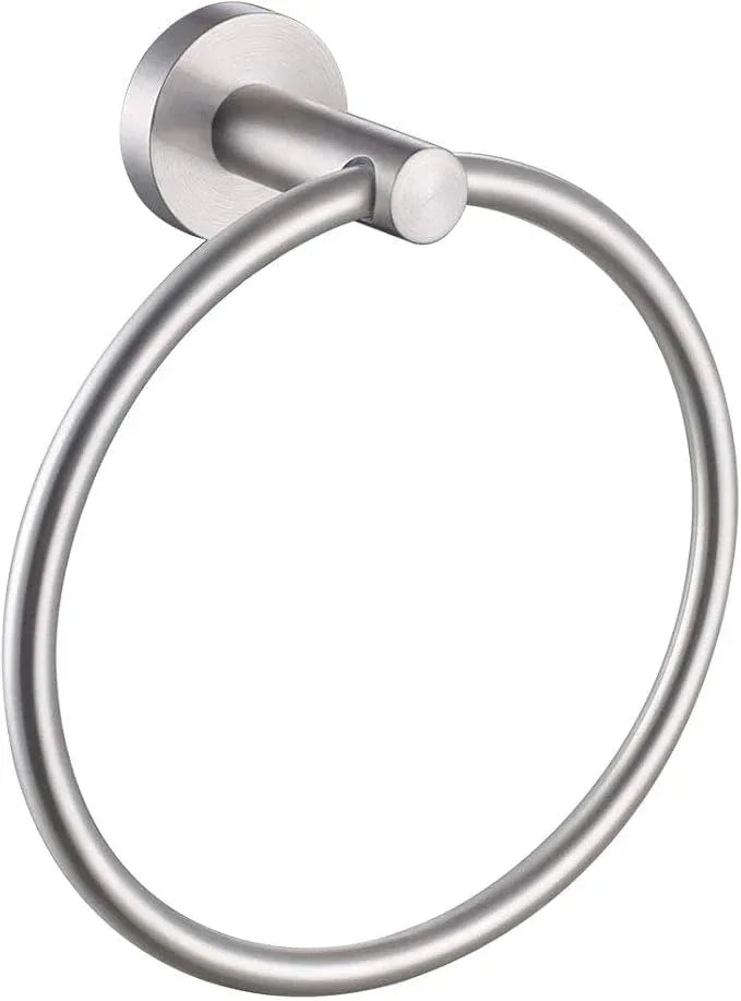 APLusee Bathroom Towel Ring Brushed Nickel, 304 Stainless Steel Hand Towel Holder for Bathroom Kitchen, Single Round Swivel Hanger, Wall Mounted - ModernBath