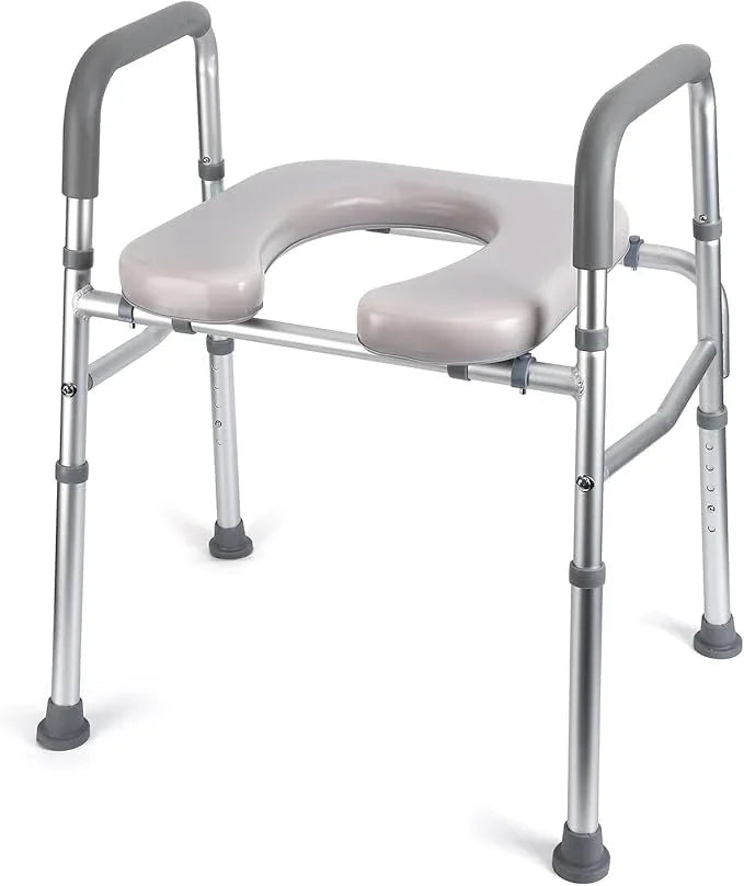 Raised Toilet Seat, 350LB Stand Alone Homecare Commode Bathroom Assist Frame for Elderly, Handicapped, Disabled, Adjustable Height, Padded Seat - ModernBath