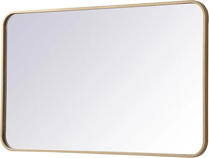 ARS Concepts Aura, Soft Corner Metal Rectangular Mirror 22X36 Inch in, Modern, Brass - ModernBath