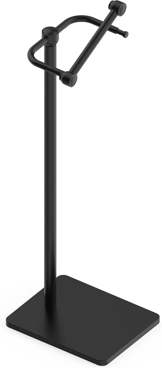 RUACQ Toilet Paper Holder Stand, Bathroom Toilet Paper Roll Holder Free Standing, Toilet Tissue Holder Stand with Post Pivoting Design, Stable Weighted Base, SUS304 Stainless Steel (Matte Black) - ModernBath