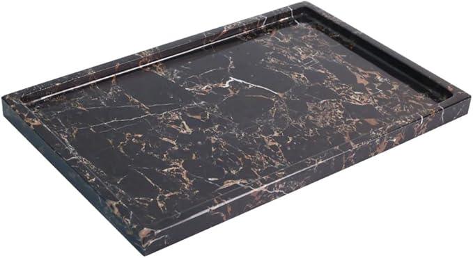 100% Natural Marble Serving Tray Luxury Calaccata Viola Marble Storage Tray for Home Decor Stone Tray for Bathroom/Kitchen/Vanity/Dresser,Plate Holder for Tissues, Candles, Towel - ModernBath