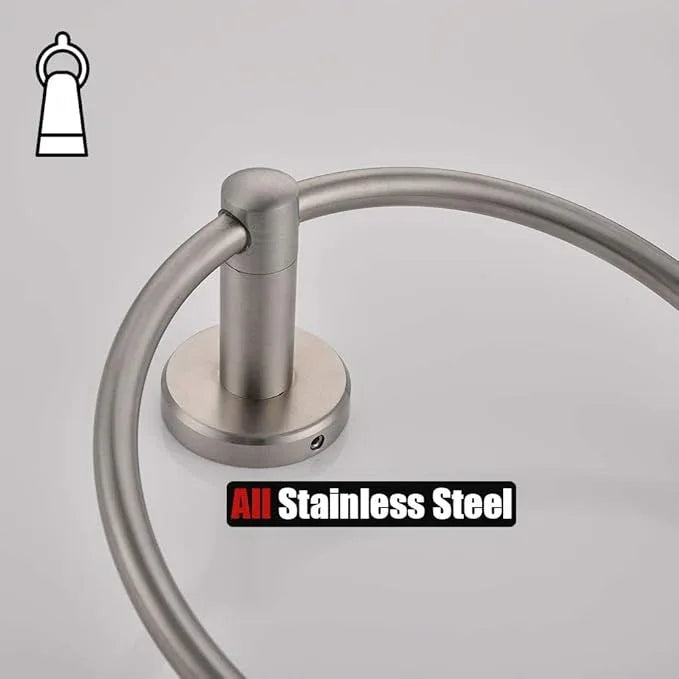 JQK Towel Ring, 304 Stainless Steel Hand Towel Holder for Bathroom, Brushed Finished Wall Mount, TR130-BN - ModernBath