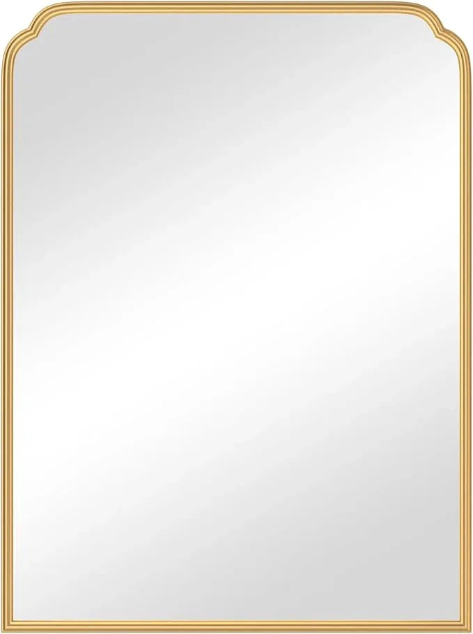 Ferytange 30X40 Inch Gold Bathroom Mirror for Vanity, Modern Rounded Corner Large Wall Mirror for Over Sink with Non-Rusting Iron Metal Framed (Tempered Glass) - ModernBath