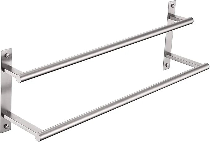 KOKOSIRI 24 Inch Bath Towel Bars Double Towel Racks Bathroom Towel Holder Towel Rails Towel Storage Towel Shelves Wall Mount Stainless Steel Brushed Nickel B5010BR-L24 - ModernBath