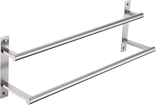 KOKOSIRI 24 Inch Bath Towel Bars Double Towel Racks Bathroom Towel Holder Towel Rails Towel Storage Towel Shelves Wall Mount Stainless Steel Brushed Nickel B5010BR-L24 - ModernBath
