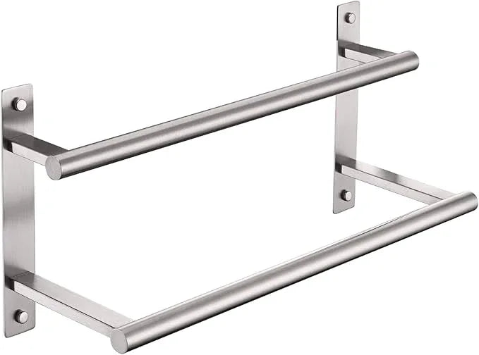 KOKOSIRI 16 Inch Bath Towel Bars Double Towel Racks Bathroom Towel Holder Towel Storage Towel Shelves Wall Mount Stainless Steel Brushed Nickel B5010BR-L16 - ModernBath