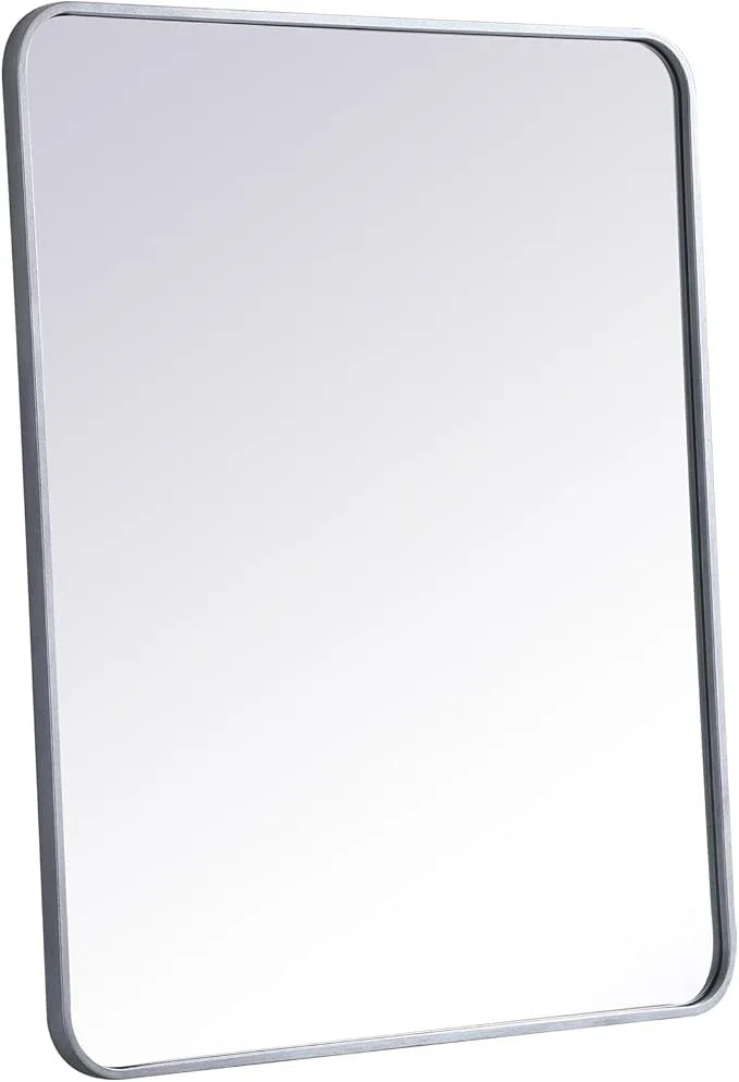ARS Concepts Aura, Soft Corner Metal Rectangular Mirror 30X36 Inch in, Modern, Silver - ModernBath