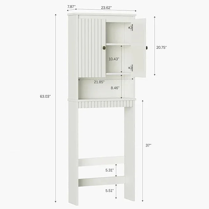Over The Toilet Storage Cabinet, Over Toilet Storage with Fluted Door, Over The Toilet Storage Bathroom Organizer Bathroom Shelf Over Toilet, Behind Toilet Storage Cabinet Organizer,Cream White - ModernBath