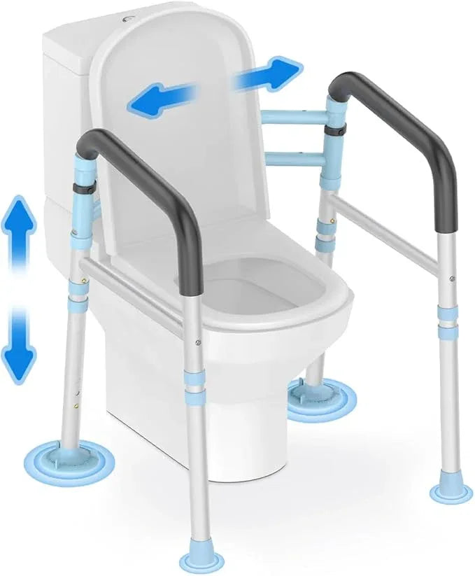 Delog Toilet Safety Rails 300 lb - Adjustable Toilet Safety Frame & Rails, Toilet Safety Rail for Elderly Adults, Toilet Handles for Seniors, Toilet Bars for Elderly & Handicap (Blue) - ModernBath