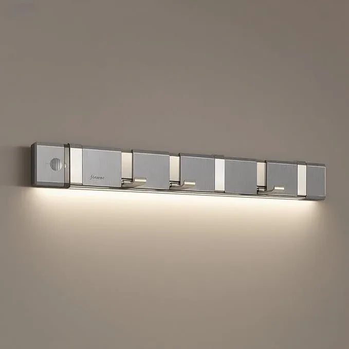 Wall Mount Lighted Folding Coat Hooks, Stainless Steel 6 Hooks Rack with Motion Sensor LED Light for Wall Coat Hanger Bathroom Shower Entryway Living Room Bedroom - ModernBath