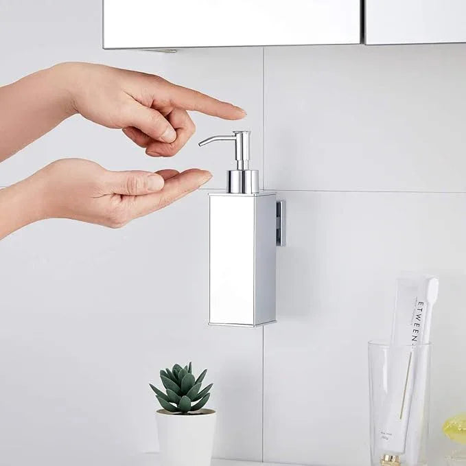 BGL Hand Soap Dispenser Stainless Steel 304 Wall Mount Chrome Soap Dispenser Holder for Bathroom (Chrome, Square) - ModernBath